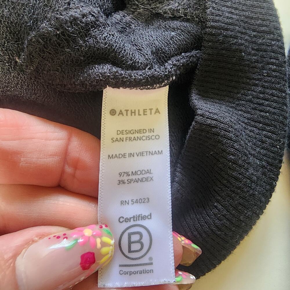 Athleta Sweatshirt Womens M Black Mindset Jersey Knit Pullover Loungewear Comfy - Picture 4 of 7